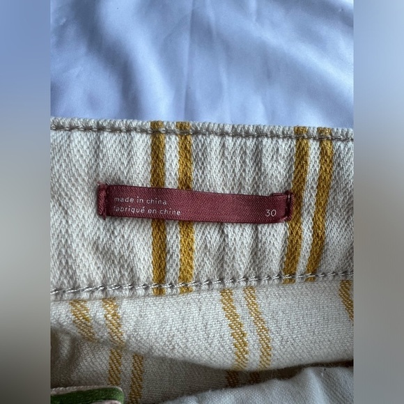 Pilcro by Anthropologie Yellow and Cream Striped High Waist Shorts 30 - Picture 6 of 15